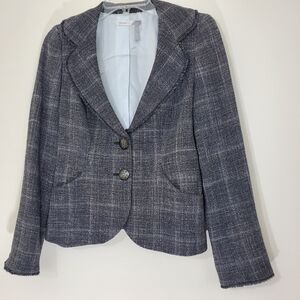 Classiques Gray White Wool Jacket with Raw Edges, Size 2